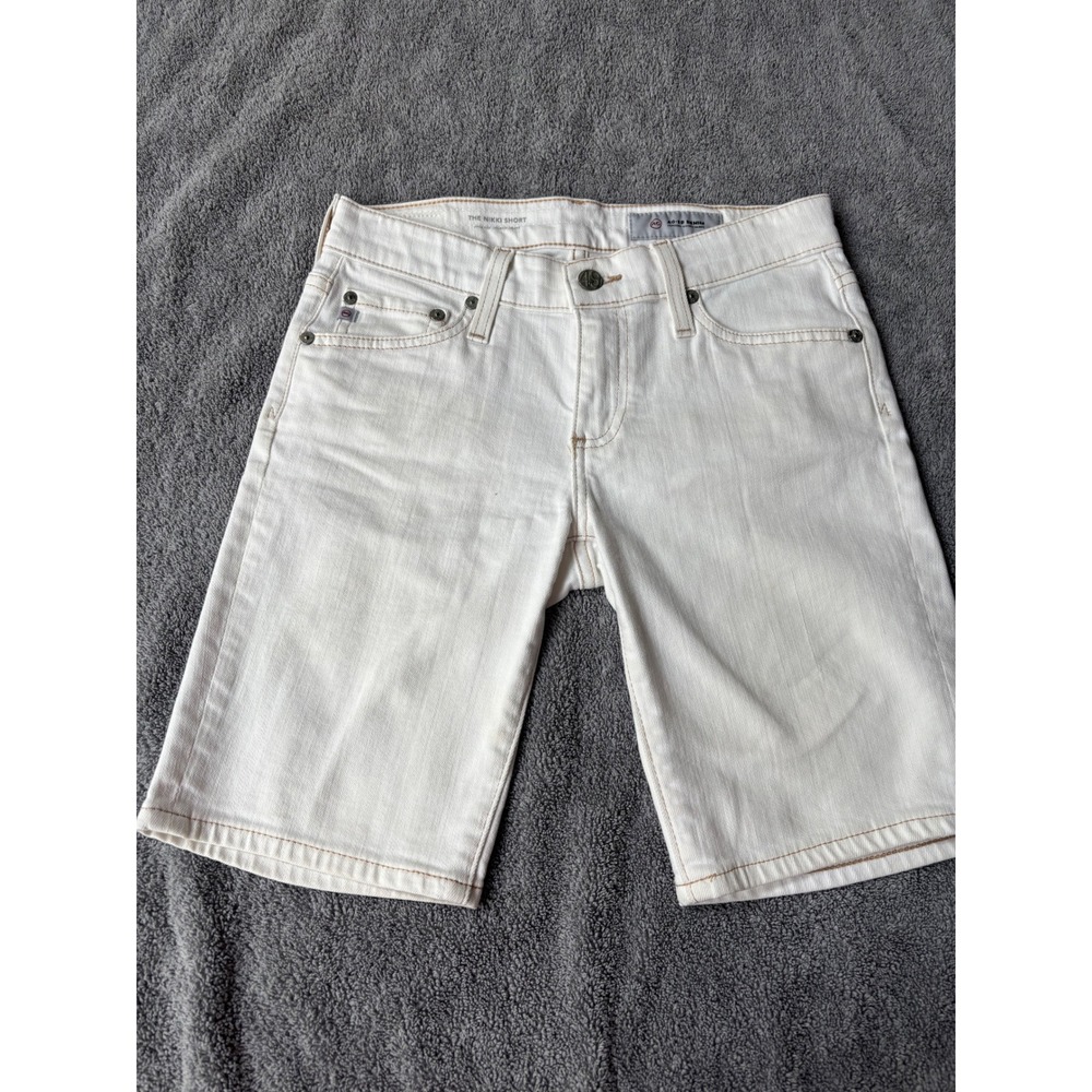 AG Adriano Goldschmied Nikki Relaxed Skinny Shorts White Denim Size 24R